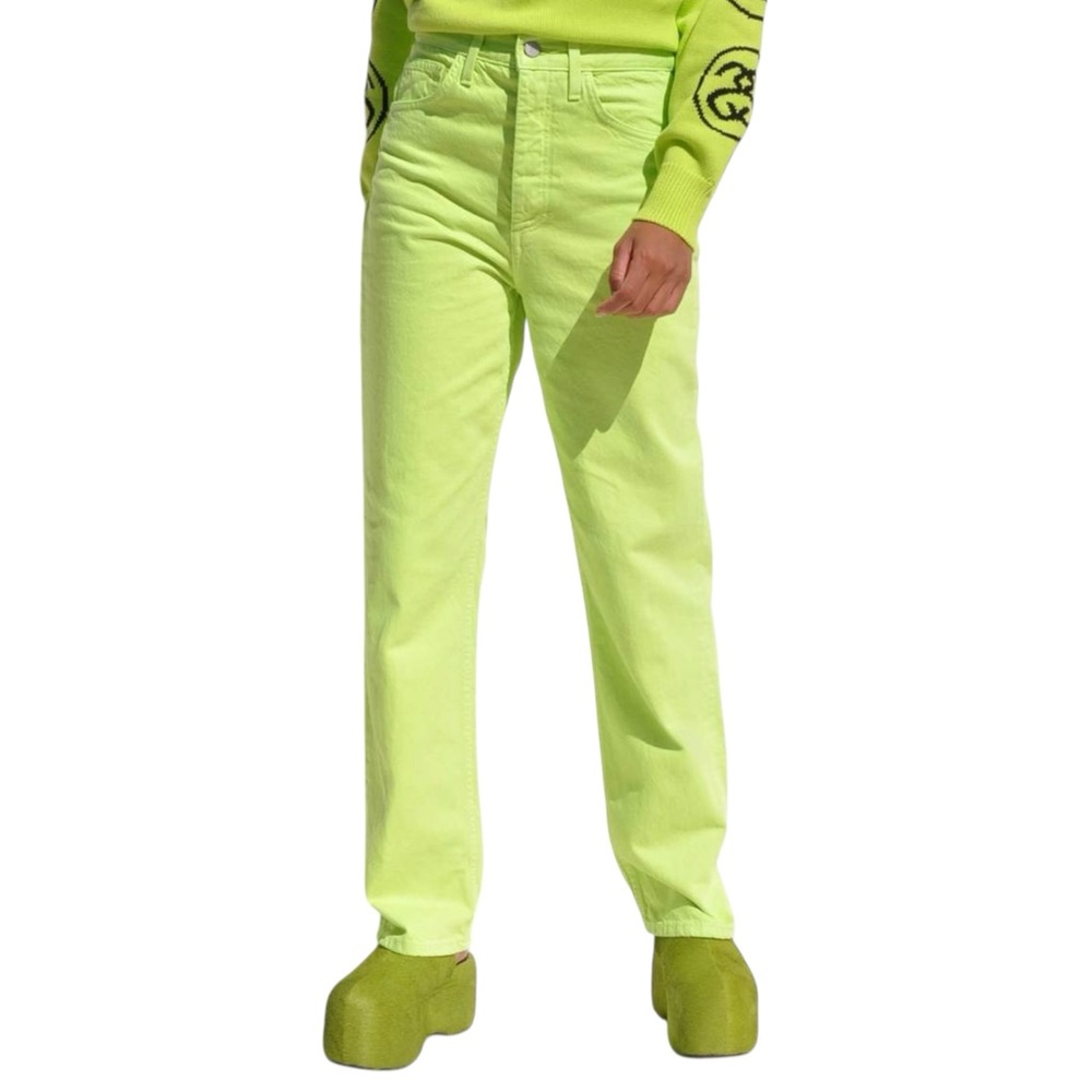 Mara Hoffman Neon Lime Straight-Leg Jeans